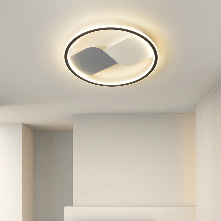 Modern Style Round Ceiling Light Metal 1 Light Ceiling Lamp for Bedroom in Black