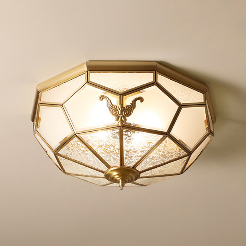 Colonial Style Ceiling Light Simple Flush Mount Ceiling Lamp with Glass Shade for Bedroom