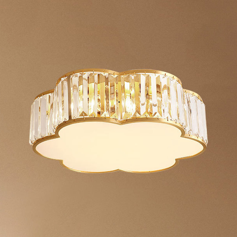 Colonial Style Ceiling Light Simple Flush Mount Ceiling Lamp with Glass Shade for Bedroom