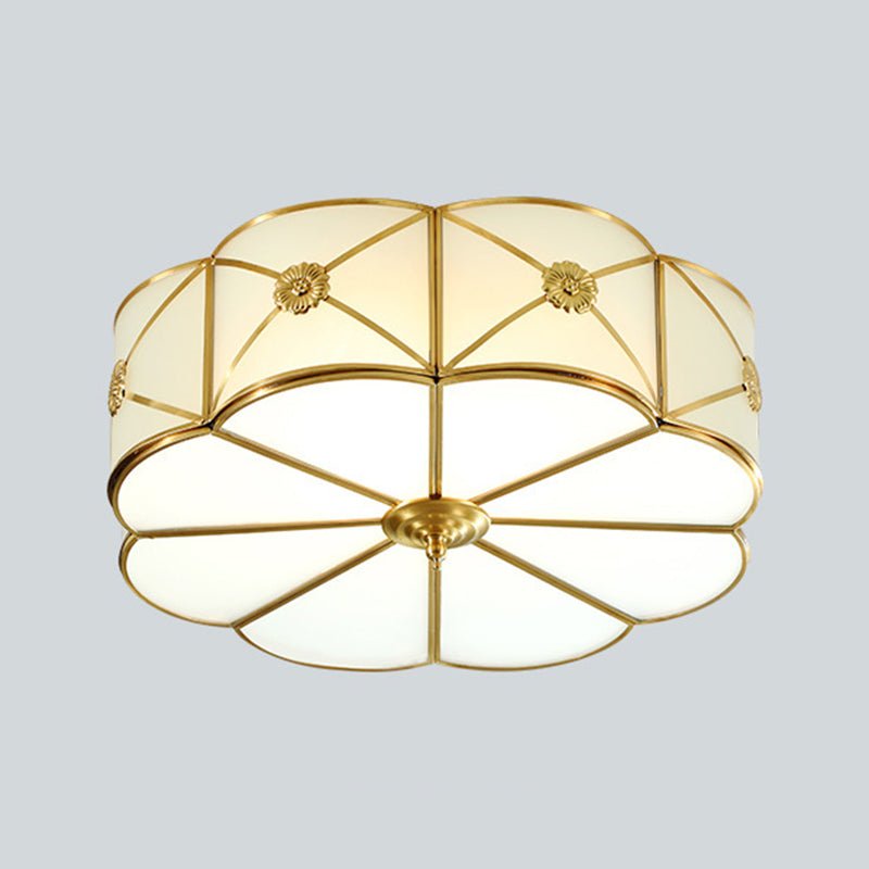 Colonial Style Ceiling Light Simple Flush Mount Ceiling Lamp with Glass Shade for Bedroom