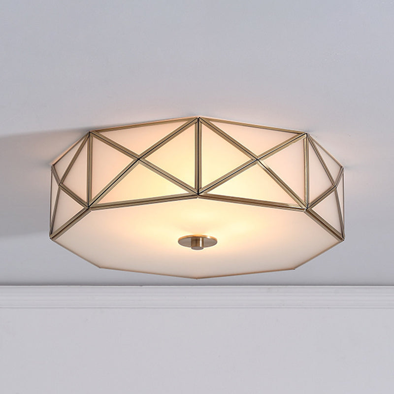 Colonial Style Ceiling Light Simple Flush Mount Ceiling Lamp with Glass Shade for Bedroom