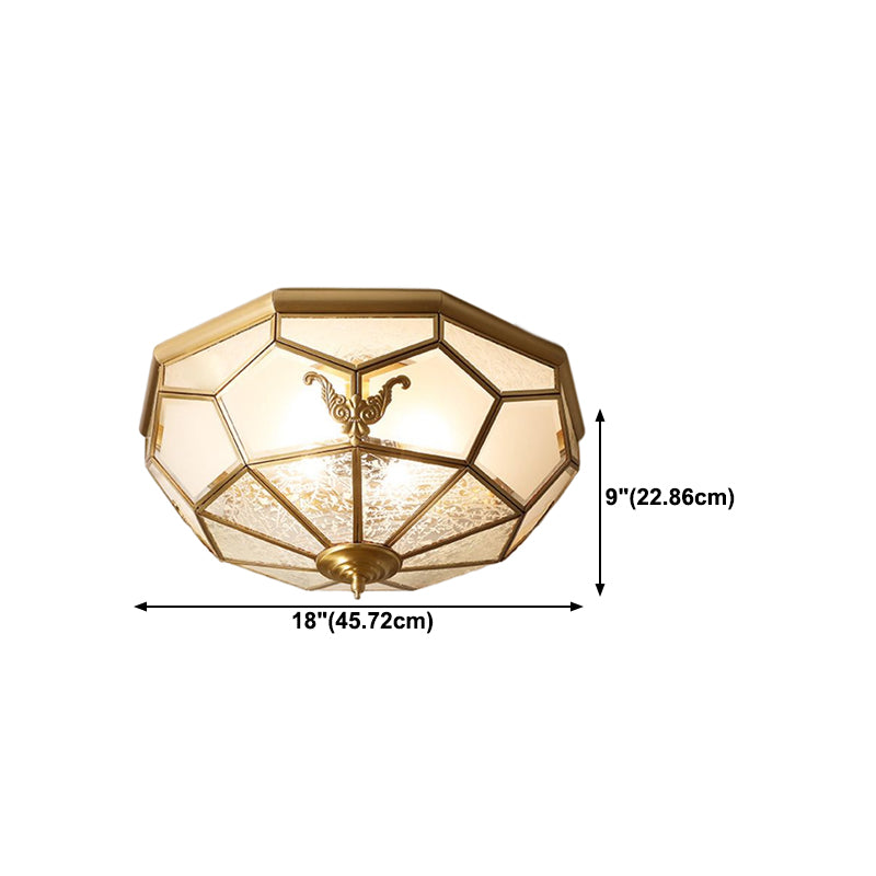 Colonial Style Ceiling Light Simple Flush Mount Ceiling Lamp with Glass Shade for Bedroom