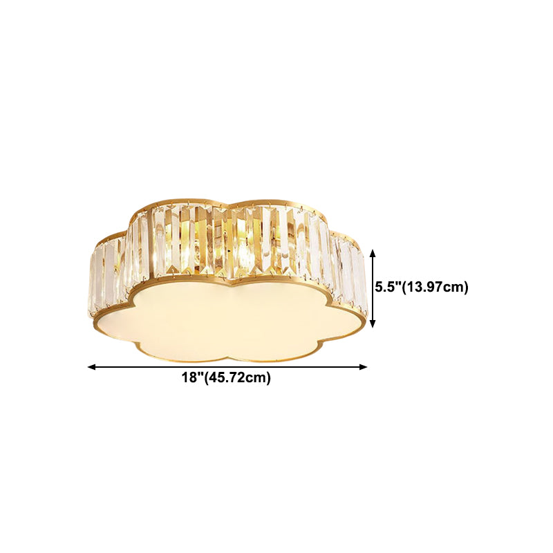 Colonial Style Ceiling Light Simple Flush Mount Ceiling Lamp with Glass Shade for Bedroom