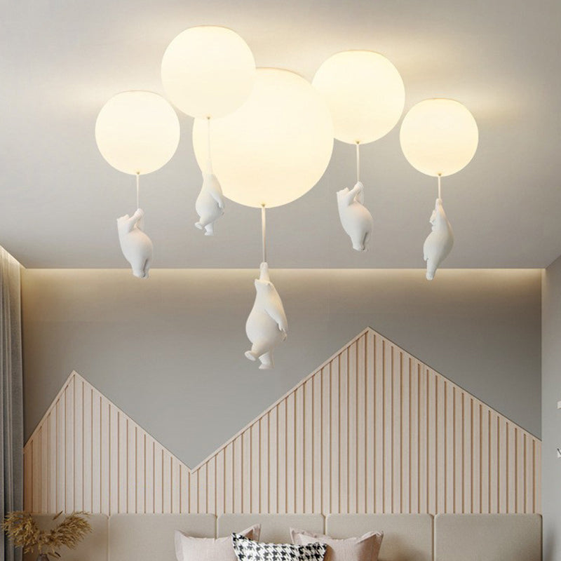 Spherical Ceiling Mount Light Creative Bear Shape Close to Ceiling Light for Bedroom