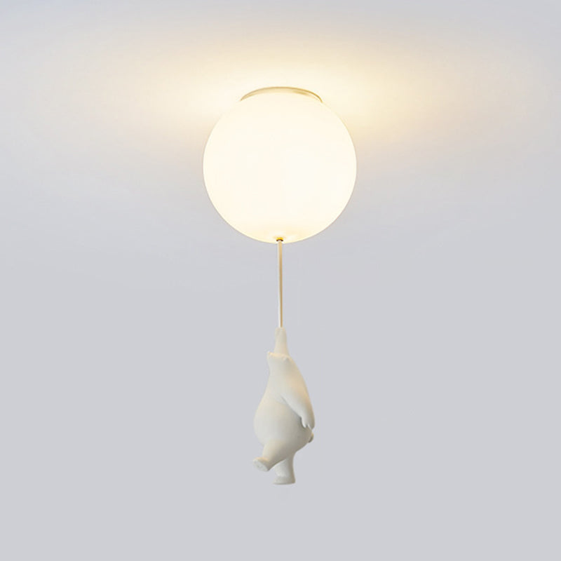 Spherical Ceiling Mount Light Creative Bear Shape Close to Ceiling Light for Bedroom