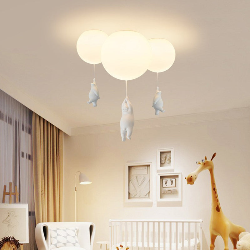 Spherical Ceiling Mount Light Creative Bear Shape Close to Ceiling Light for Bedroom