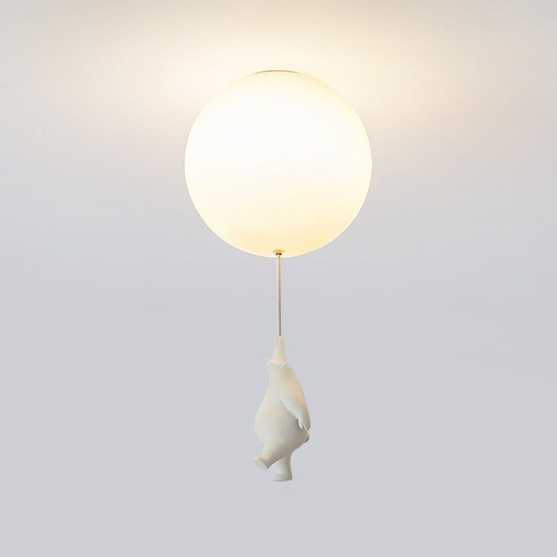 Spherical Ceiling Mount Light Creative Bear Shape Close to Ceiling Light for Bedroom