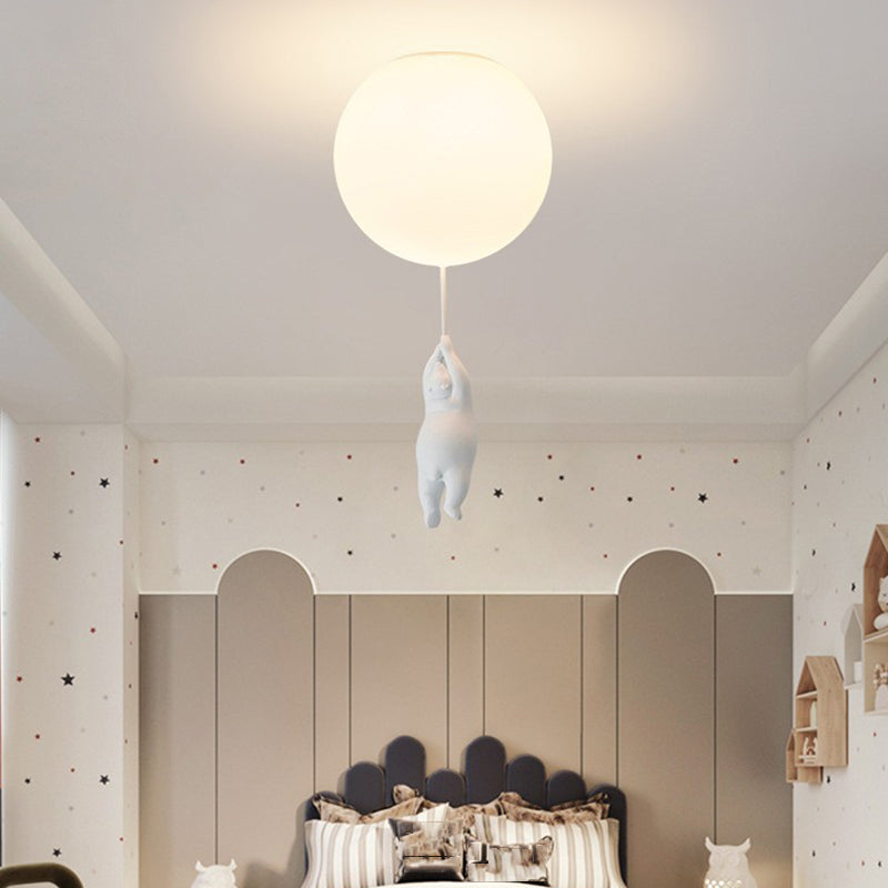 Spherical Ceiling Mount Light Creative Bear Shape Close to Ceiling Light for Bedroom