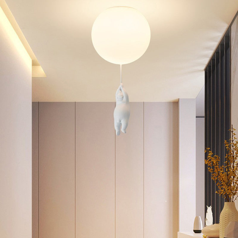 Spherical Ceiling Mount Light Creative Bear Shape Close to Ceiling Light for Bedroom