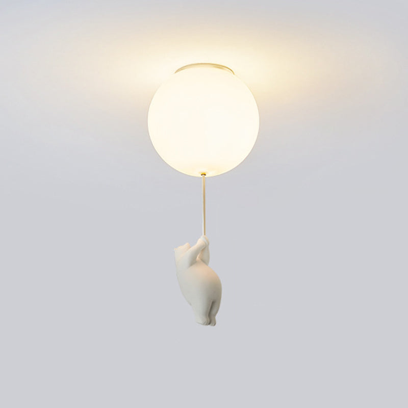 Spherical Ceiling Mount Light Creative Bear Shape Close to Ceiling Light for Bedroom