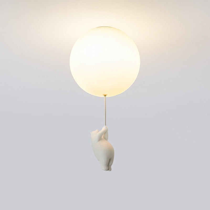 Spherical Ceiling Mount Light Creative Bear Shape Close to Ceiling Light for Bedroom