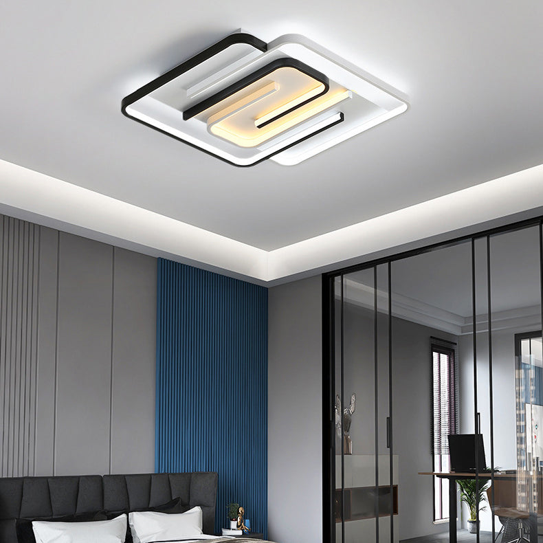 Nordic Style Metal Ceiling Light Geometry Ceiling Lamp with Silica Gel Shade for Bedroom