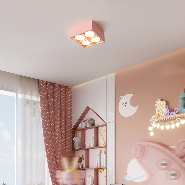 Modern Simple Style Iron Ceiling Light Square Shape LED Colorful Ceiling Lamp for Bedroom