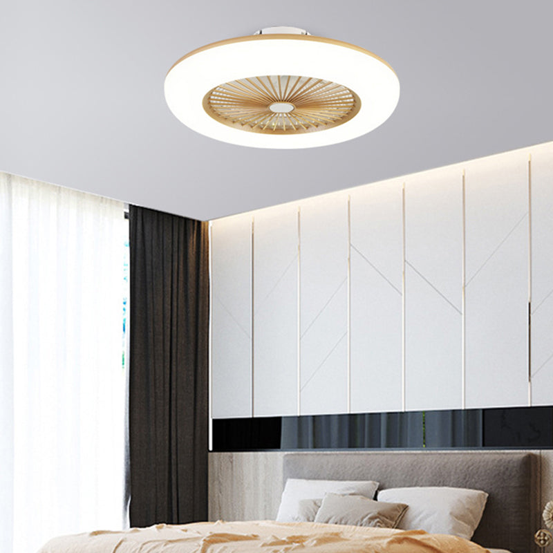 1-Light Round Flush Mount Lamp Modern Style Metal Fan Ceiling Lighting