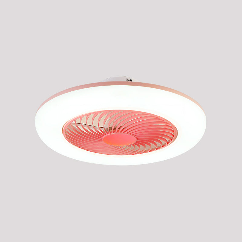 1-Light Round Flush Mount Lamp Modern Style Metal Fan Ceiling Lighting