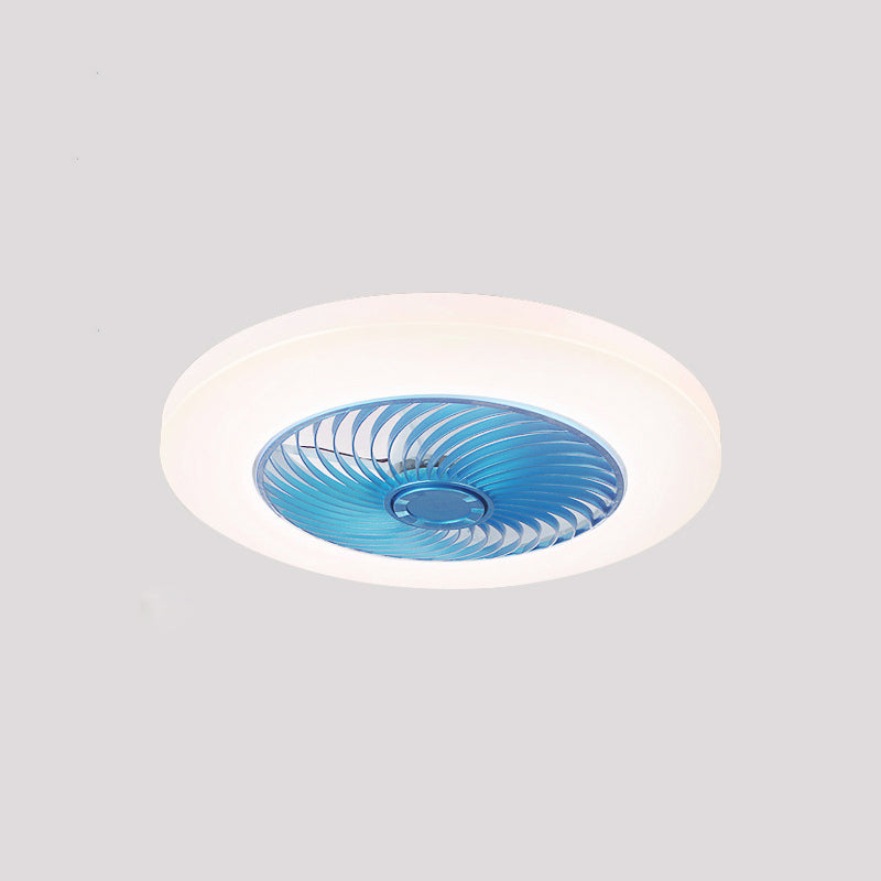 1-Light Round Flush Mount Lamp Modern Style Metal Fan Ceiling Lighting