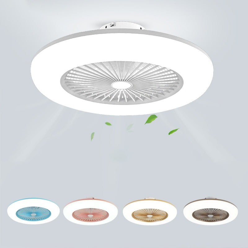 1-Light Round Flush Mount Lamp Modern Style Metal Fan Ceiling Lighting