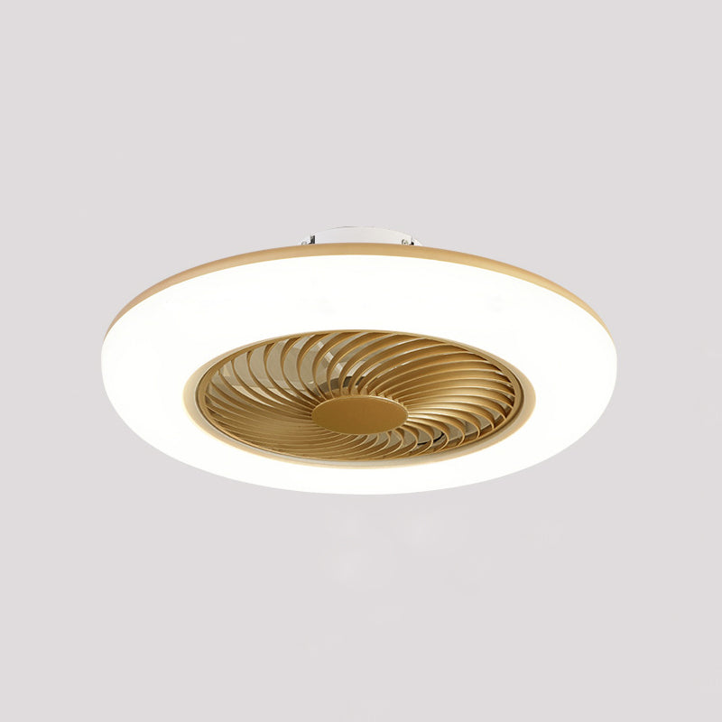 1-Light Round Flush Mount Lamp Modern Style Metal Fan Ceiling Lighting