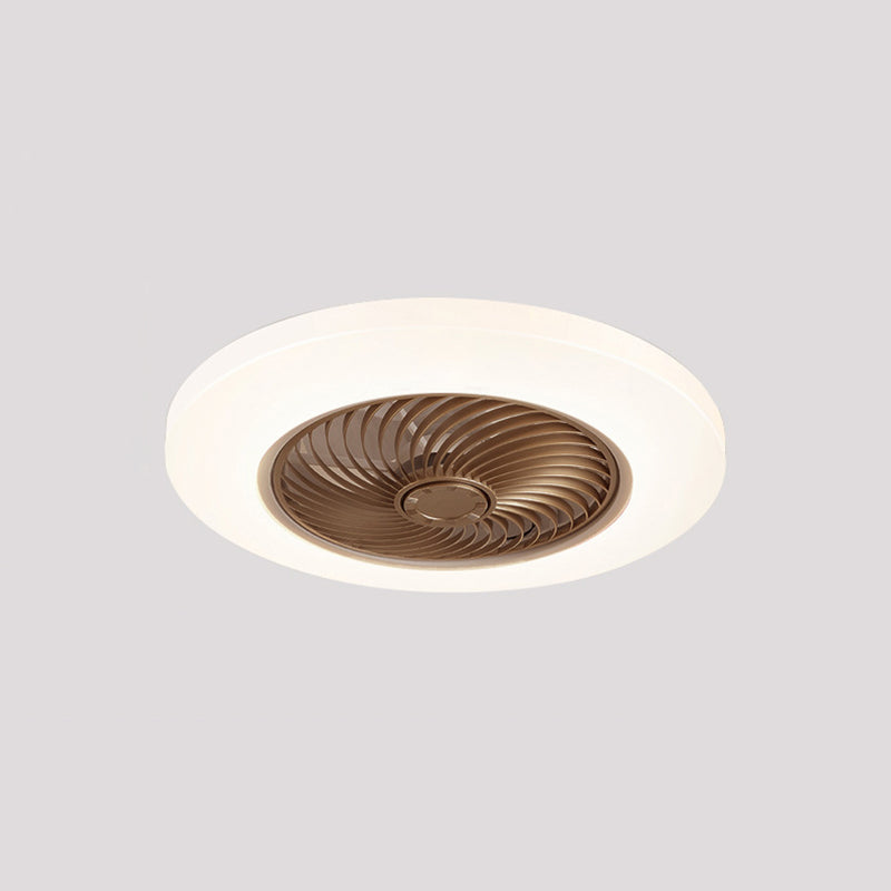 1-Light Round Flush Mount Lamp Modern Style Metal Fan Ceiling Lighting