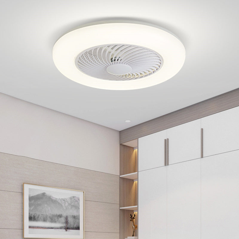 1-Light Round Flush Mount Lamp Modern Style Metal Fan Ceiling Lighting