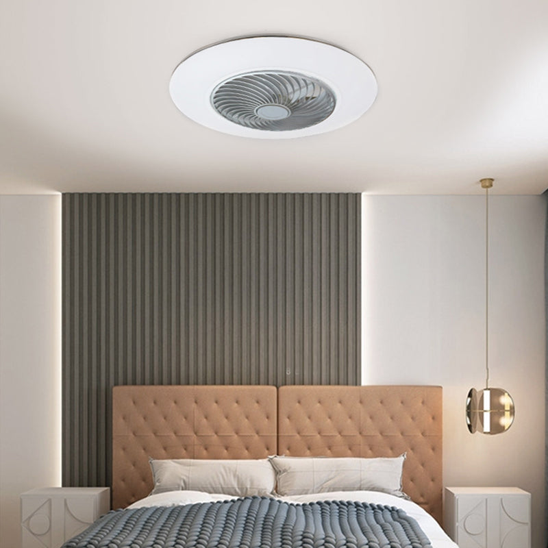 1-Light Round Flush Mount Lamp Modern Style Metal Fan Ceiling Lighting