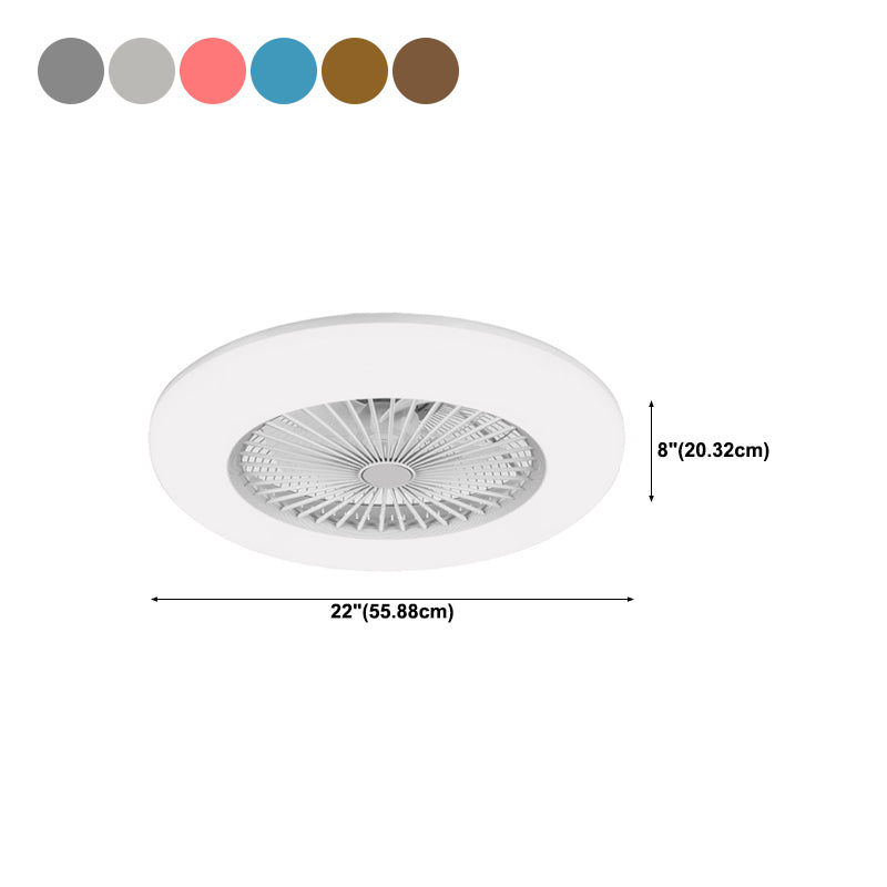 1-Light Round Flush Mount Lamp Modern Style Metal Fan Ceiling Lighting