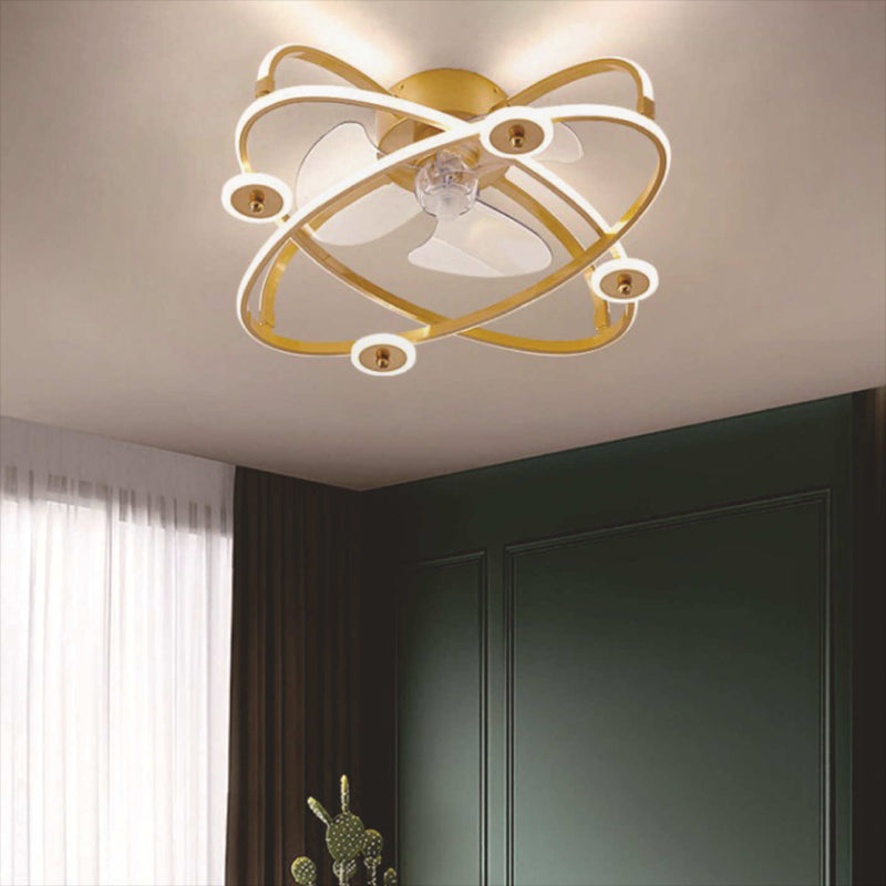 Metal Geometric Shape Ceiling Fans Modern Style Multi Lights Ceiling Fan Lamp Fixture