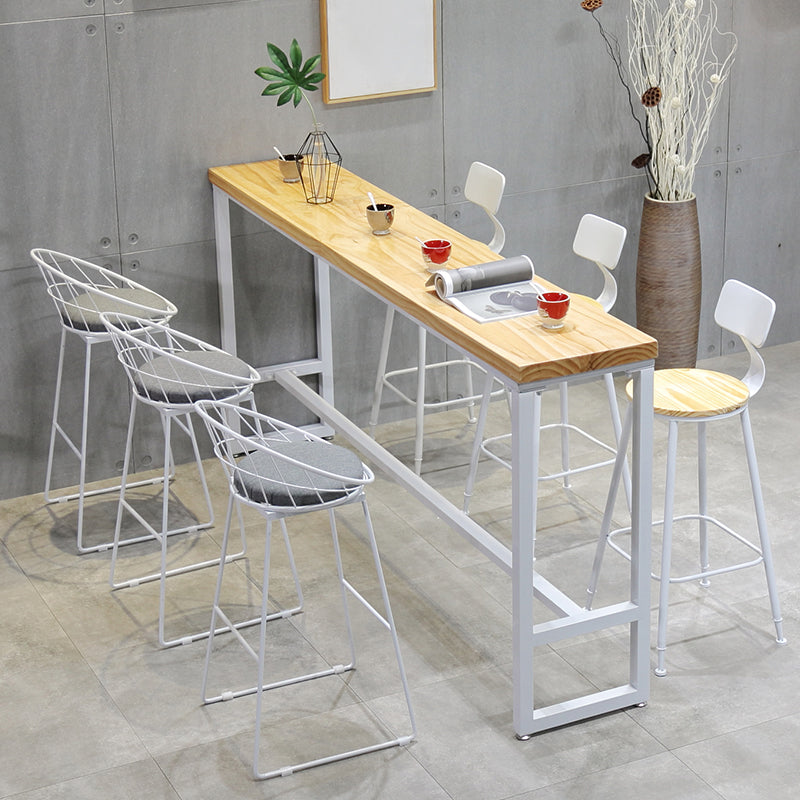 Rectangle Bar Dining Table Contemporary Bar Table with Trestle Base in White