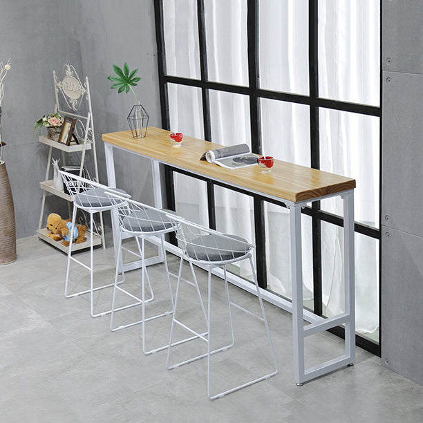 Rectangle Bar Dining Table Contemporary Bar Table with Trestle Base in White