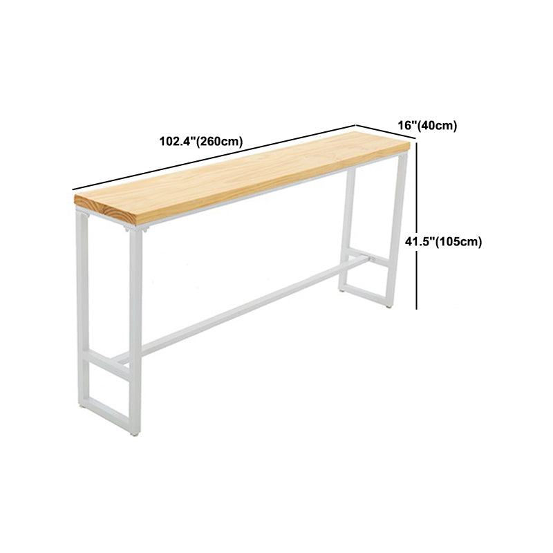 Rectangle Bar Dining Table Contemporary Bar Table with Trestle Base in White