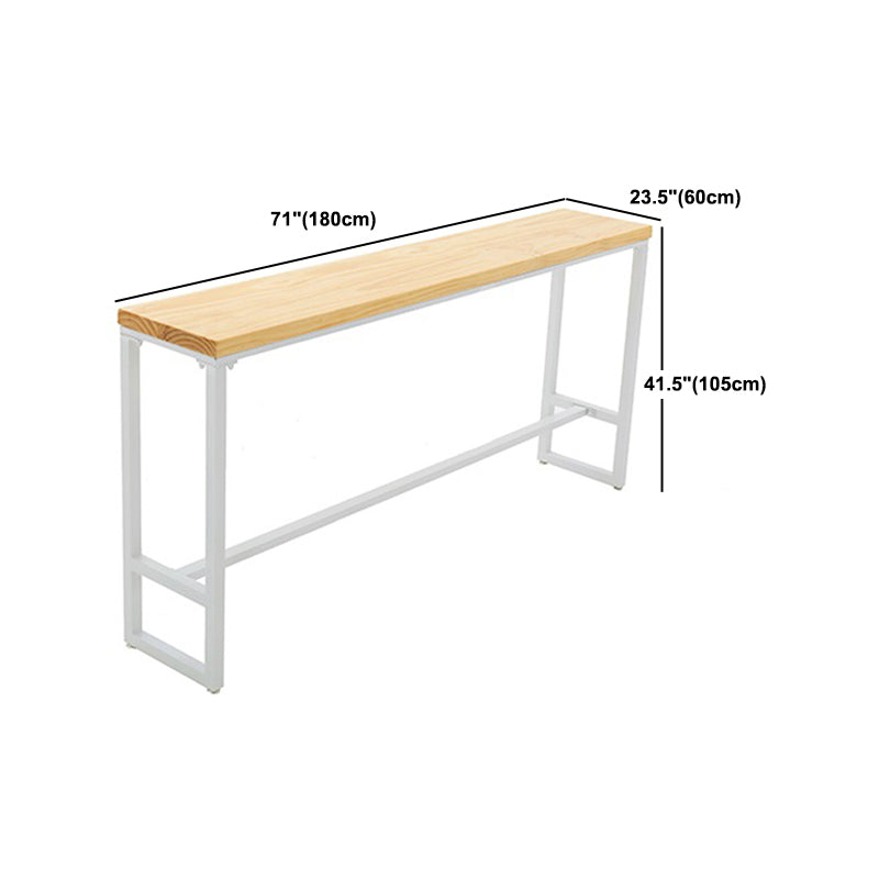 Rectangle Bar Dining Table Contemporary Bar Table with Trestle Base in White