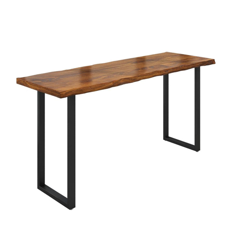 Pine Wood Bar Dining Table Industrial Bar Dining Table with Black Base