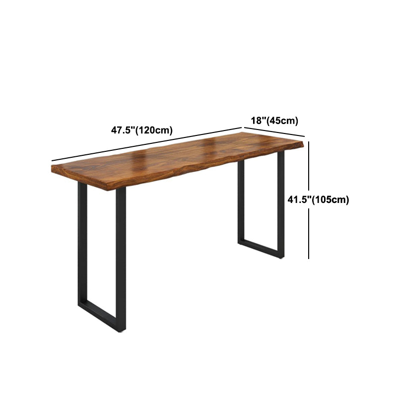 Pine Wood Bar Dining Table Industrial Bar Dining Table with Black Base