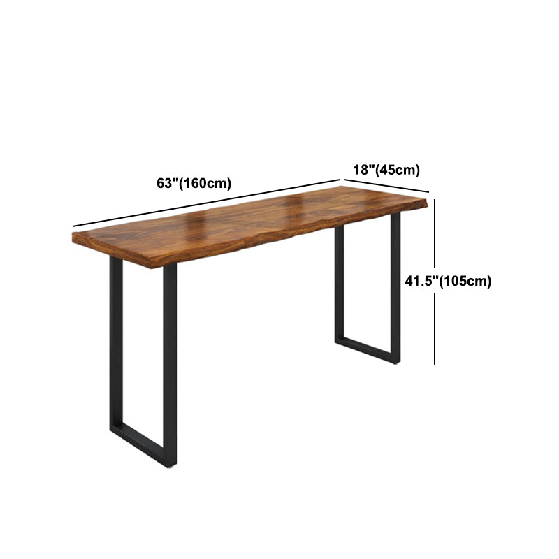 Pine Wood Bar Dining Table Industrial Bar Dining Table with Black Base