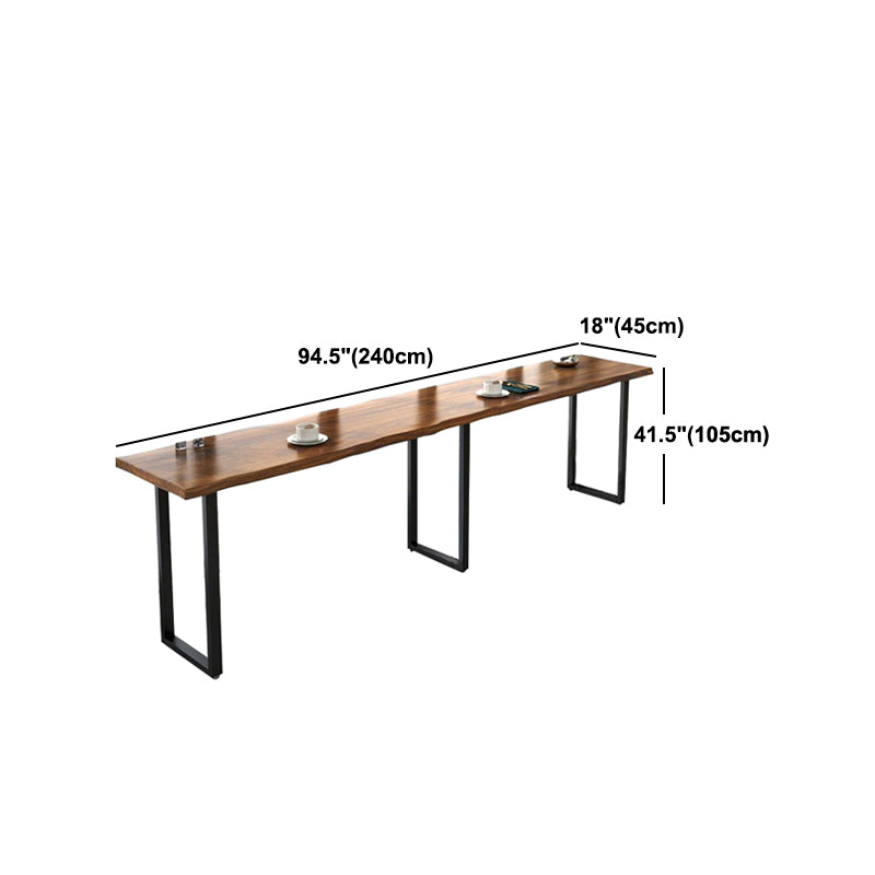 Pine Wood Bar Dining Table Industrial Bar Dining Table with Black Base