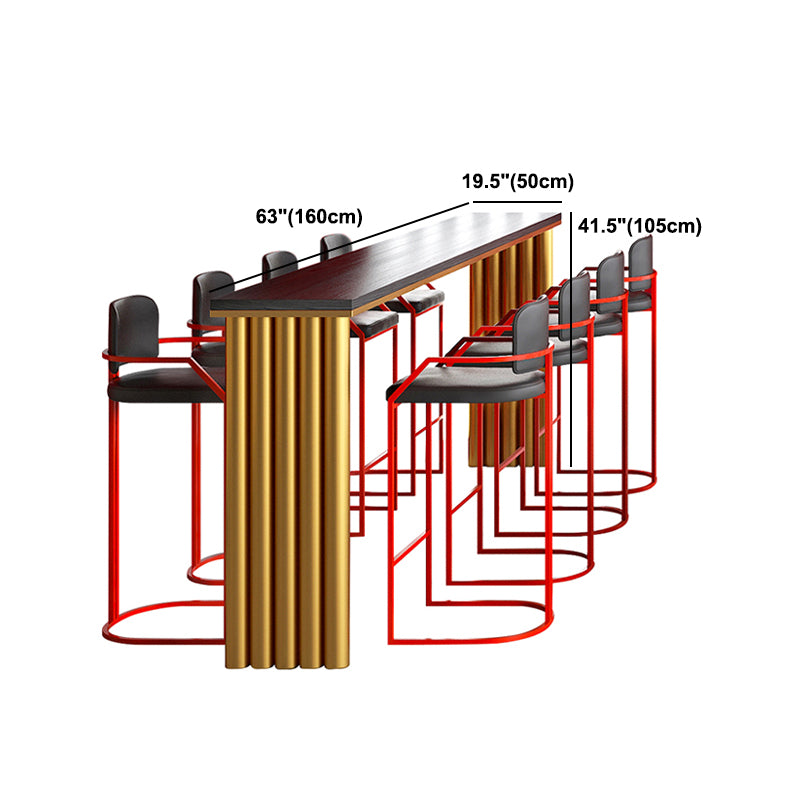 Black Top Bar Dining Table Traditional Luxury Rectangle Bar Table with Sled Base