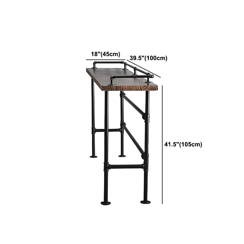 Solid Wood Bar Table Industrial Bar Table with Black Trestle Base