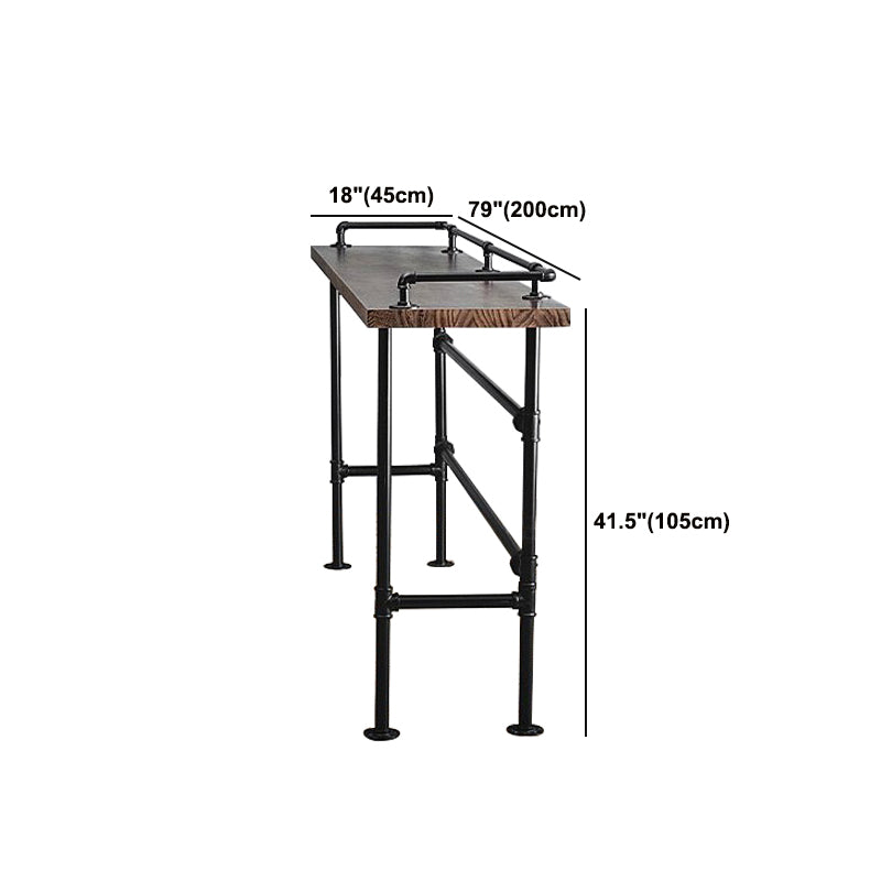 Solid Wood Bar Table Industrial Bar Table with Black Trestle Base