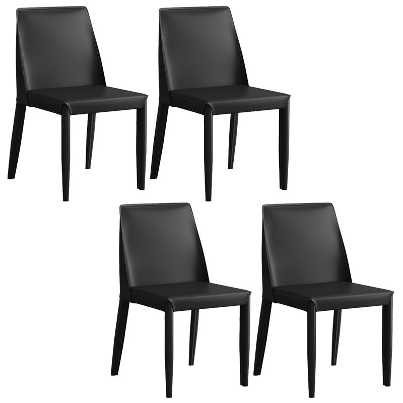 Modern Leather Dining Chair Parsons Furniture with Steel Legs in Matte Finish for Home