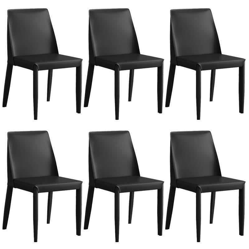 Modern Leather Dining Chair Parsons Furniture with Steel Legs in Matte Finish for Home