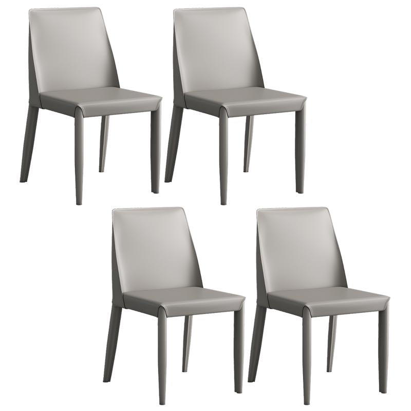 Modern Leather Dining Chair Parsons Furniture with Steel Legs in Matte Finish for Home