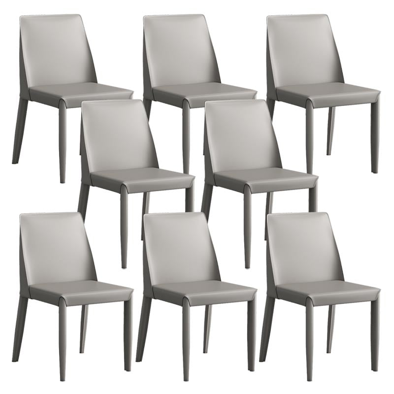 Modern Leather Dining Chair Parsons Furniture with Steel Legs in Matte Finish for Home