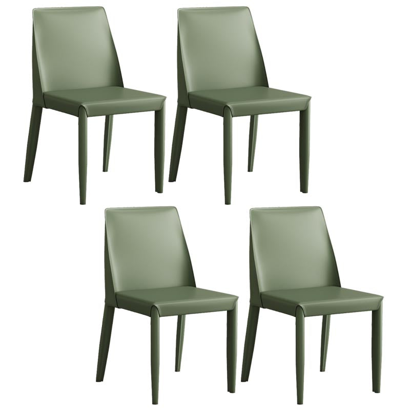 Modern Leather Dining Chair Parsons Furniture with Steel Legs in Matte Finish for Home