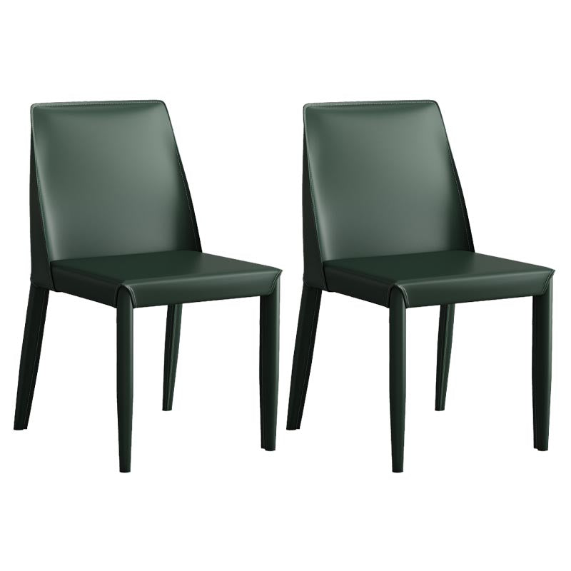 Modern Leather Dining Chair Parsons Furniture with Steel Legs in Matte Finish for Home