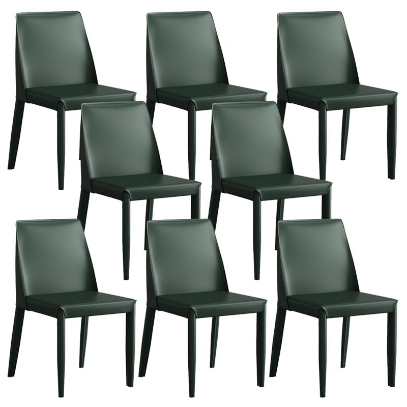 Modern Leather Dining Chair Parsons Furniture with Steel Legs in Matte Finish for Home