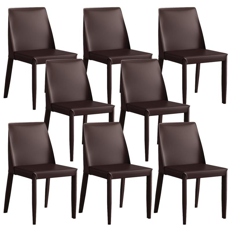 Modern Leather Dining Chair Parsons Furniture with Steel Legs in Matte Finish for Home