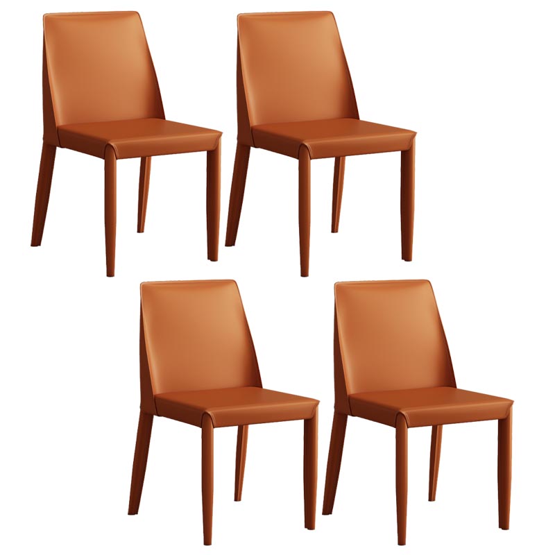 Modern Leather Dining Chair Parsons Furniture with Steel Legs in Matte Finish for Home