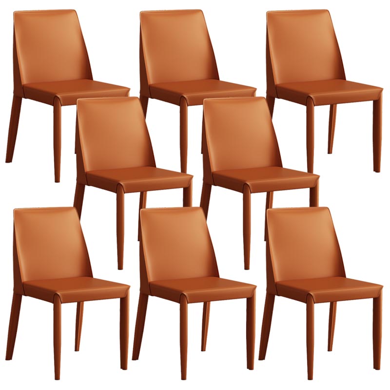 Modern Leather Dining Chair Parsons Furniture with Steel Legs in Matte Finish for Home