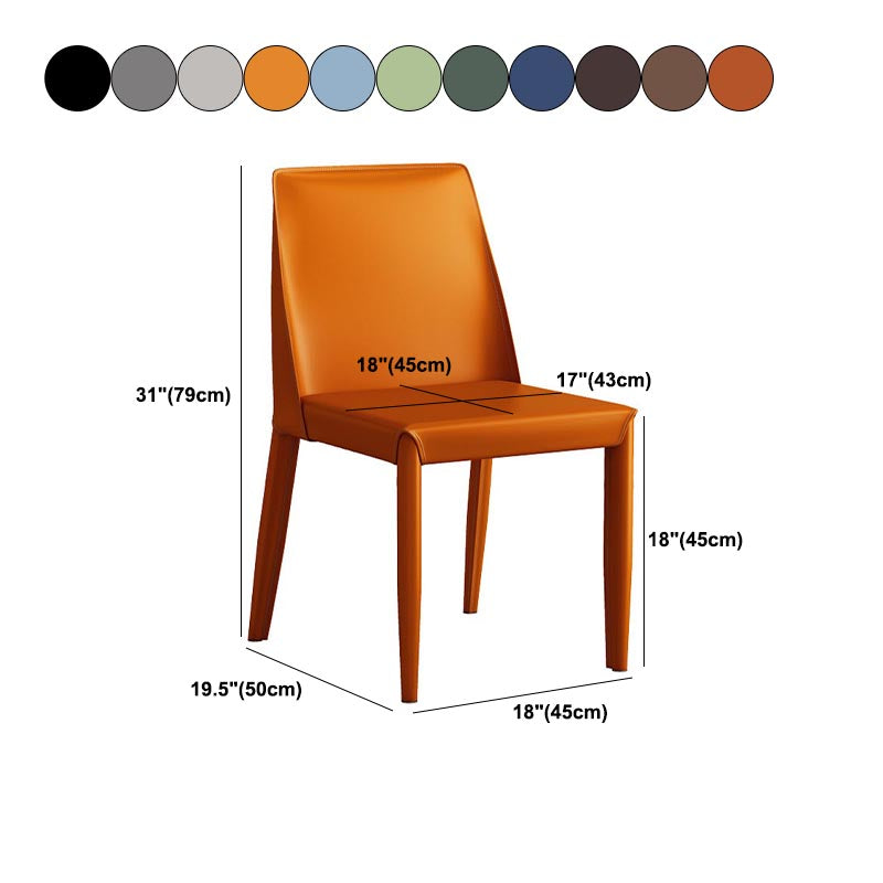 Modern Leather Dining Chair Parsons Furniture with Steel Legs in Matte Finish for Home