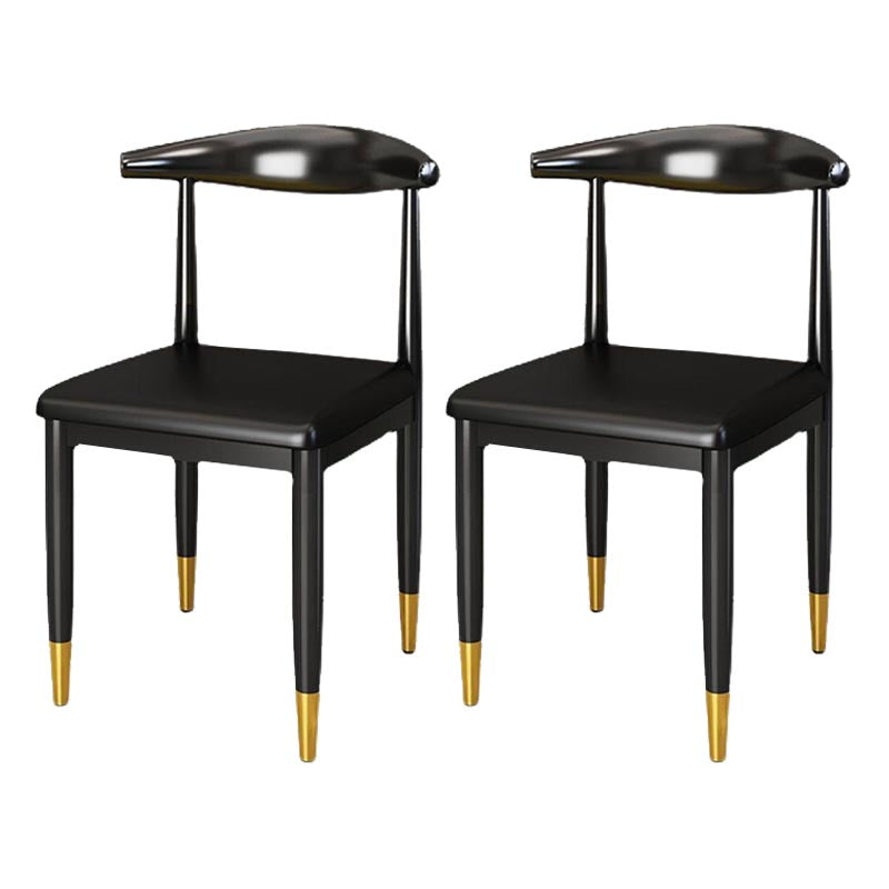 Glam Metal Dining Chairs Open Back Dining Side Furniture in Matte Finish for Indoor